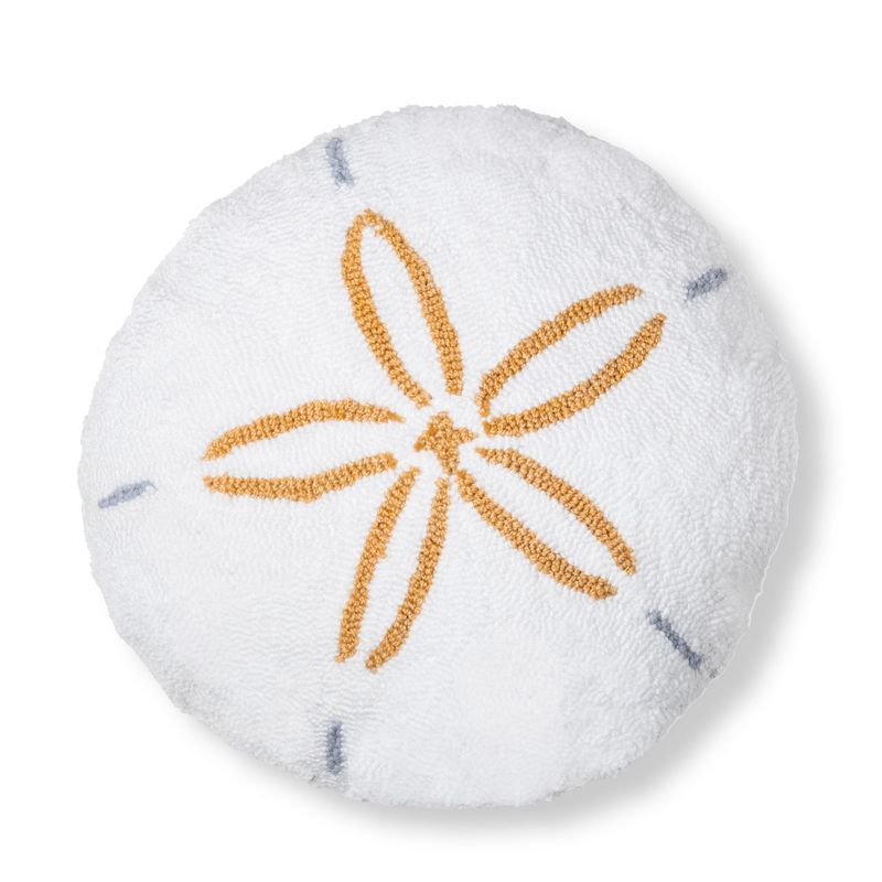 C&F Home 16" x 16" Sand Dollar Shaped Hooked Pillow, 1 of 3