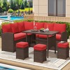COWLOWN 7 Piece Red Patio Furniture Set, Outdoor Furniture, Outdoor Sofa with Dining Table and Chair, Garden Furniture Sets - 2 of 4