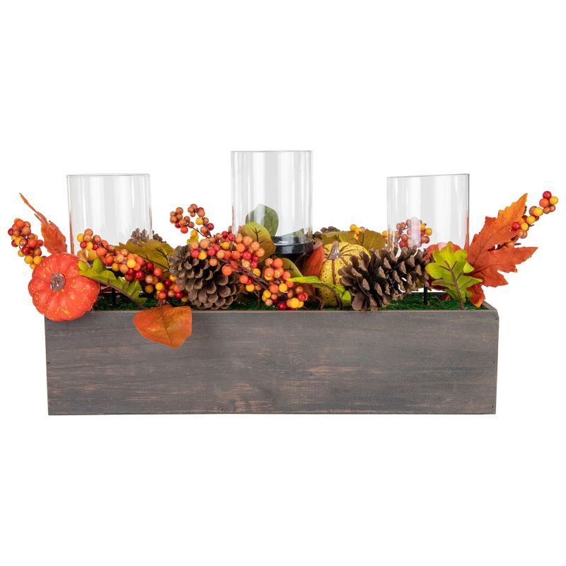 Northlight 27" Pumpkin, Berry and Pine Cone Fall Harvest Triple Pillar Candle Holder, 5 of 7