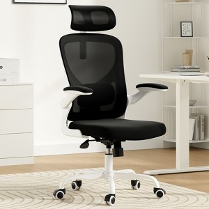 GlasFlength Task and Office Chairs with Support Armrest，Ergonomic, Adjustable，Computer Chair and Gaming Chair, Black, 25.6"*27.2"*48.4" - 1 of 4