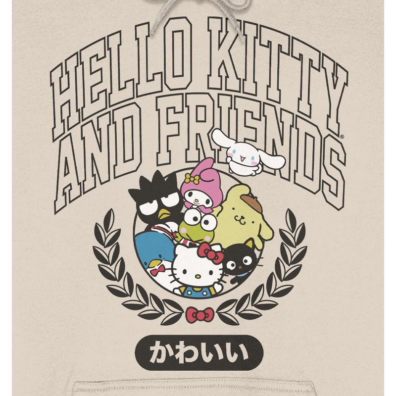 Hello Kitty & Friends Collegiate Characters Long Sleeve Light Birch Adult Hooded Sweatshirt, 2 of 4
