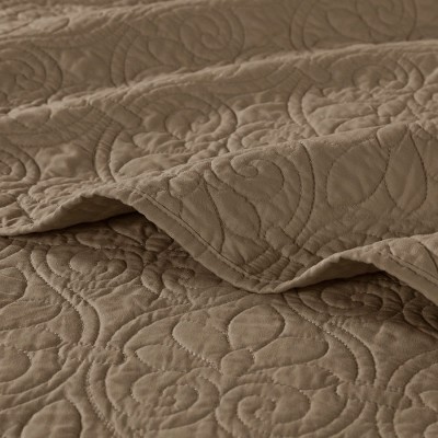 Mocha King Reversible Microfiber Coverlet Set