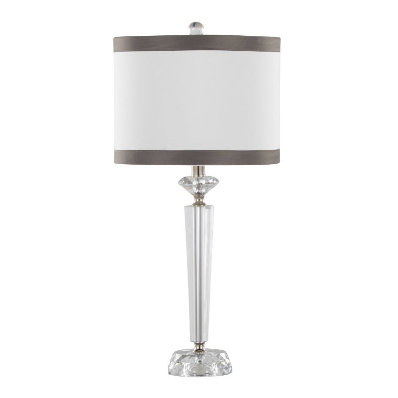 LumiSource (Set of 2) Diamond Torch 25.75&#34; Crystal Contemporary Table Lamps with Off-White Shade with Dark Gray Trim from Grandview Gallery, 2 of 9