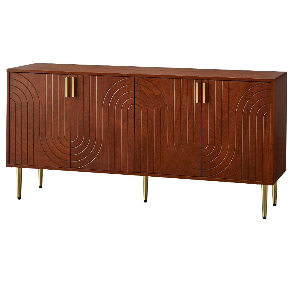 Lifestorey Tabaria Mid Century Modern 4 Door Sideboard Walnut