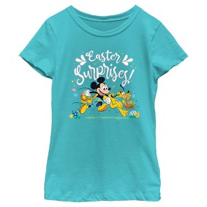Girl's Mickey & Friends Easter Surprises Mousey and Pluto T-Shirt - 1 of 4