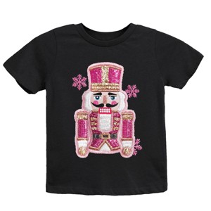 Pink Snowflake Nutcracker Patchwork Print - Youth Short Sleeve Graphic T-Shirt and Toddler Short Sleeve Graphic T-Shirt - 1 of 3