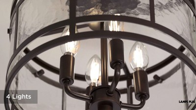 Bronze and Glass Drum Semi Flush Mount Ceiling Light