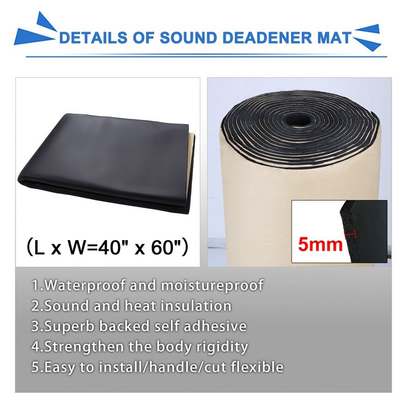 Unique Bargains Car Sound Heat Insulation Mat with Installer Tool 5mm 1 Set, 2 of 6