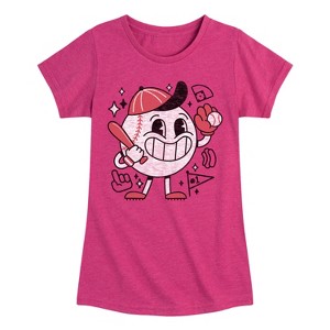 Girls' - Instant Message - Baseball Mascot Fitted Short Sleeve Graphic T-Shirt - 1 of 4