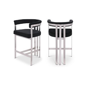 Meridian Furniture,Marcello Black Velvet Counter Stool, Set of 2 - 1 of 4