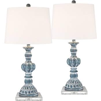 Regency Hill Fairlee Traditional Table Lamps 26 High Set of 2 Antique  Brass Metal Candlestick White Fabric Drum Shade for Bedroom Living Room  Bedside
