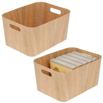 mDesign Wood Print Kitchen Food Storage Organizer Bin - 2 Pack