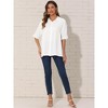 INSPIRE CHIC Women's Casual Babydoll Half Sleeve Turndown Collar Ruffle Hem Button Down Blouse - 4 of 4