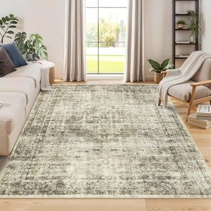 Traditional Printed Area Rug Low Pile Home Aesthetic Decor Doormat Non Slip Non Shedding Mat Throw Rug Stain Resistant Thin Bordered Carpet - 1 of 4