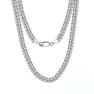 Miami Cuban Link Chain Necklace for Men Women 18 Italian Sterling Silver 7mm Ginger Lyne Collection - 1 of 4