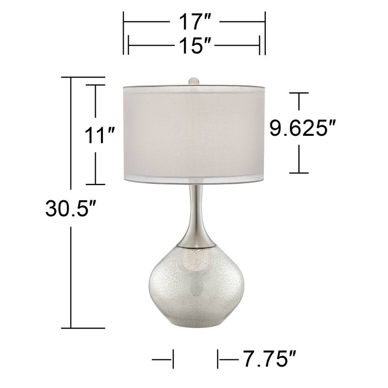 Possini Euro Design Swift Modern Table Lamp 30 1/2" Tall Mercury Glass Double Shade for Bedroom Living Room House Bedside Nightstand Office Entryway, 5 of 11