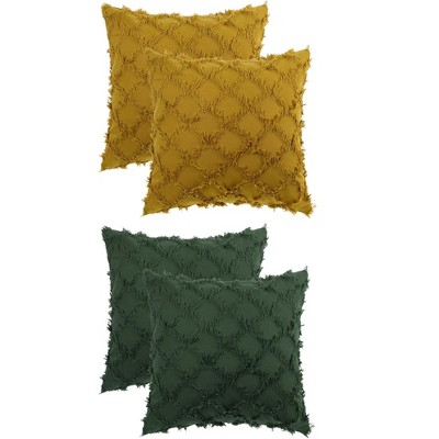 Unique Bargains Decorative Cozy Solid Color Cut Flower Checkered Throw Pillow Covers 4 Pcs