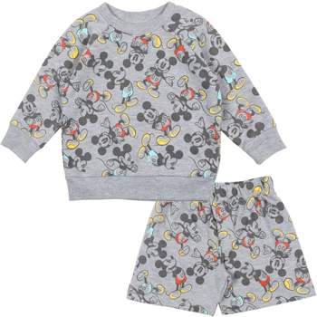 Disney Mickey Mouse French Terry Sweatshirt & Shorts Grey