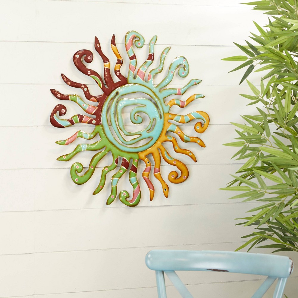 Photos - Wallpaper Traditional Metal Abstract Wall Decor with Abstract Patterns Multi Colored