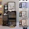 Vanity Table with Touch Sliding Tri-Color LED Mirror,Cushioned Stool and Storage Drawer for Small Space–The Pop Home - 2 of 4