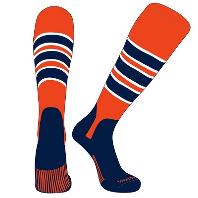PEAR SOX OTC Baseball Softball Stirrup Socks (C, 5in) Orange, White, Navy, Navy