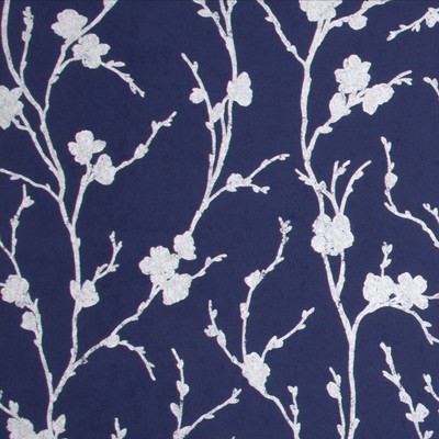 Meiying Cobalt Blue and Silver Floral Trail Paste the Wall Wallpaper