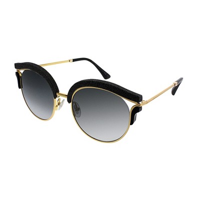 Jimmy Choo Lash/S 1R8 9O Womens Cat-Eye Sunglasses Gold Black Glitter 53mm