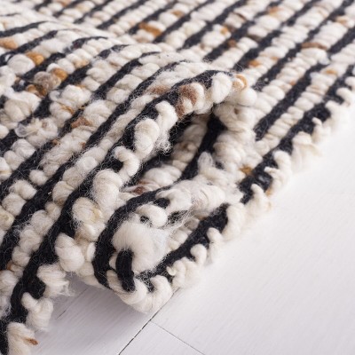 Handmade Black Wool 6' x 6' Flat Woven Square Rug