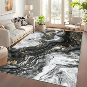 Area Rug Modern Abstract for Bedroom Machine Washable Soft Rug Contemporary Marble Floor Cover Non Slip Stain-Resistant Accent Carpet - 1 of 4