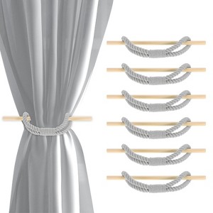 Unique Bargains Cotton Hand-Woven Decorative Drape Curtain Tiebacks with Wood Club - 1 of 4