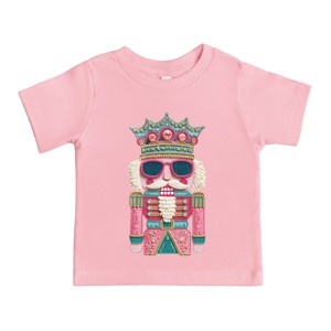 Pink and Teal Nutcracker Patchwork Print - Youth Short Sleeve Graphic T-Shirt and Toddler Short Sleeve Graphic T-Shirt - 1 of 4