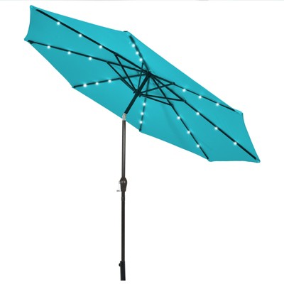 Tangkula 10FT Solar Umbrella LED Market Steel Tilt w/ Crank Patio