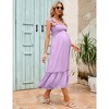 Maternity Womens Casual Smocked Summer Dress Spaghetti Strap Boho Sleeveless Swing Maxi Dress Baby Shower Photoshoot - 4 of 4