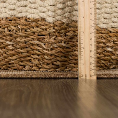 Kuval Camel Checkered Polypropylene Runner Rug 2'7" x 7'3"