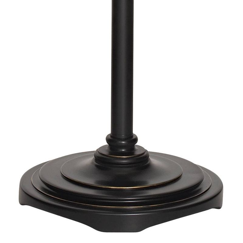 Regency Hill Traditional Swing Arm Floor Lamp 58" Tall Painted Black Bronze Swirl Font Faux Silk Beige Shade for Living Room Reading Office, 5 of 10
