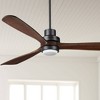 66" Casa Vieja Delta-Wing XL DC Industrial Indoor Ceiling Fan with LED Light Remote Control Matte Black Walnut Opal Glass for Living Room Kitchen - image 2 of 4