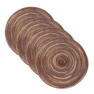 Unique Bargains Woven Braided Washable Decorative Round Placemat 4 Pcs - 1 of 4