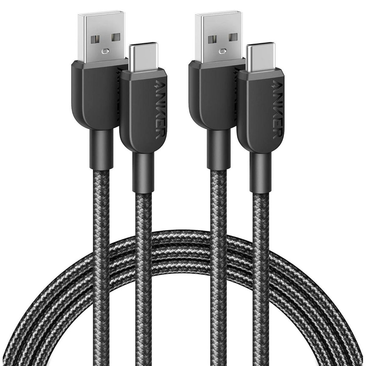 Anker USB A to USB C Cable, Charger Cord (2-Pack, 6 ft, Black) | For iPhone 17 Series, Samsung Galaxy Note10 / S10+ / S10, LG V30, and More