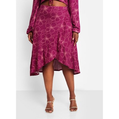 Rebdolls Women's Laina Floral Ruffle Midi A Line Skirt