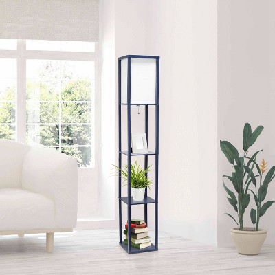 Column Shelf Floor Lamp with Linen Shade - Lalia Home