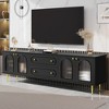 79"W TV Stand TV Console Entertainment Center Media Console with Drawers and Cabinets with Fluted Glass Doors for TVs Up to 80",White/Black-ModernLuxe - 2 of 4