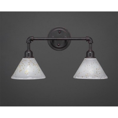 Toltec Lighting Vintage 2 - Light Vanity in  Dark Granite with 7" Gold Ice Shade