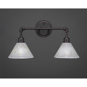 Toltec Lighting Vintage 2 - Light Vanity in  Dark Granite with 7" Gold Ice Shade - 1 of 1
