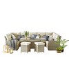 Canaan 4pc All Weather Wicker Outdoor Double Corner Horseshoe Sectional Set Cream - Alaterre Furniture: Weather-Resistant Patio Set with Glass Table - 2 of 4