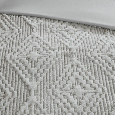 Gray Full Faux Fur Quilt Set with Shams