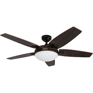 Honeywell Ceiling Fans Carmel Modern 48 Inch Ceiling Fan with LED Light and Remote Control, Indoor Fan, 5 Contemporary Blades, Bronze - 1 of 4