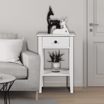 MAYEERTY End Table with Storage for Living Room, White