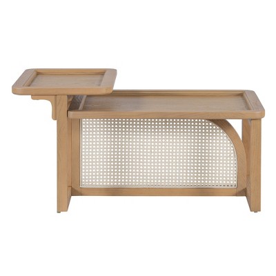 Dexmalle Modern 2 Piece Nesting Rattan Wood+ MDF Coffee Table Set in Natural