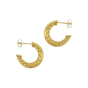 Adornia Tarnish Resistant 14k Gold Plated Cable Hoop Earrings - 1 of 3