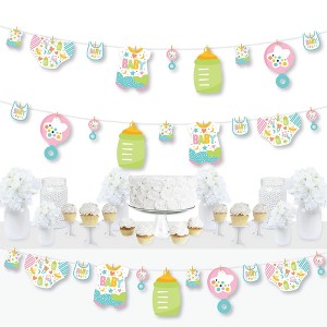 Big Dot of Happiness Colorful Baby Shower - Gender Neutral Party DIY Decorations - Clothespin Garland Banner - 44 Pieces - 1 of 4